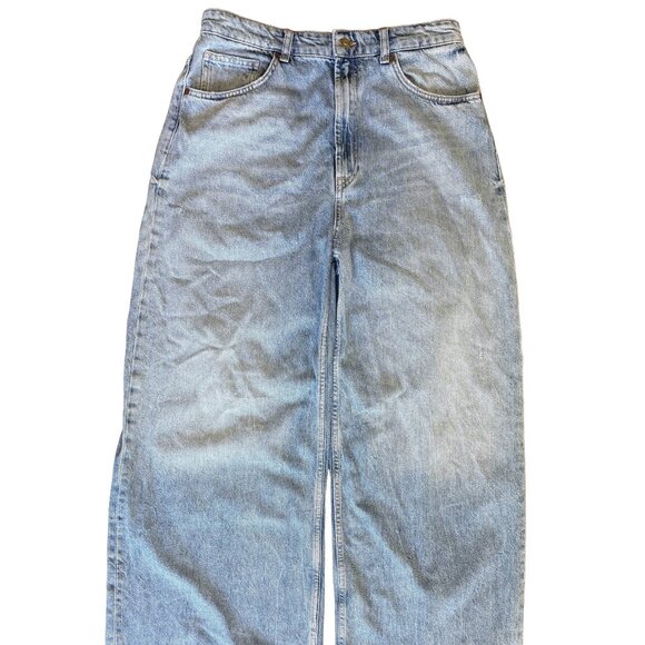 ZARA Wide Leg High-Rise Jeans – Light Wash, Size 12 - Picture 2 of 11